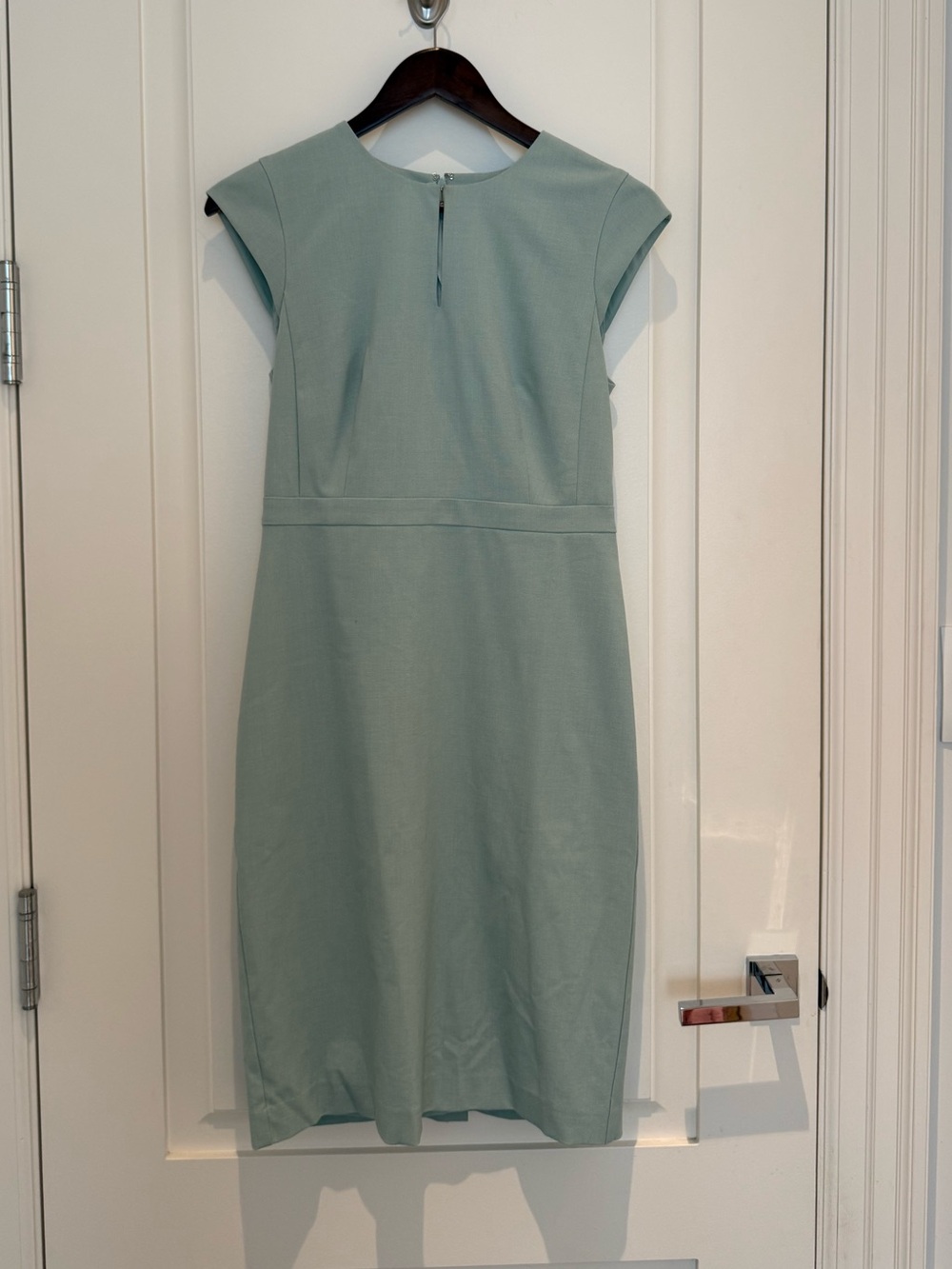 Ann Taylor Cap-Sleeve Sheath Dress in Light Sage Turquoise